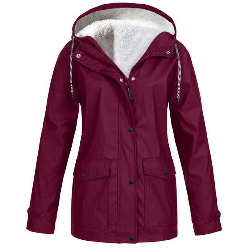 💦Women's Plush-Lined Windproof Hooded Jacket