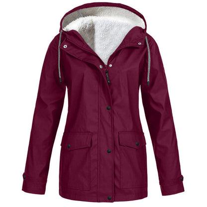 💦Women's Plush-Lined Windproof Hooded Jacket