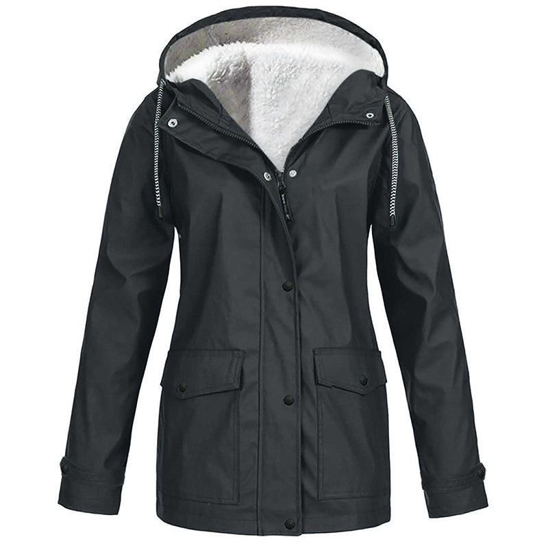 💦Women's Plush-Lined Windproof Hooded Jacket