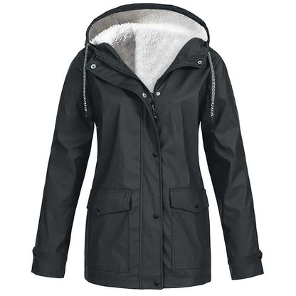 💦Women's Plush-Lined Windproof Hooded Jacket