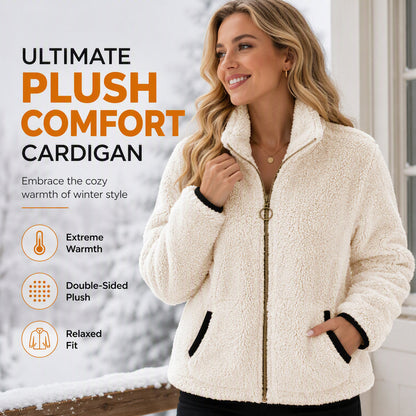 🧥 Soft Plush Zip-Up Cardigan – Cozy Full-Zip Layer for Effortless Cool-Weather Style