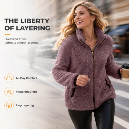 🧥 Soft Plush Zip-Up Cardigan – Cozy Full-Zip Layer for Effortless Cool-Weather Style