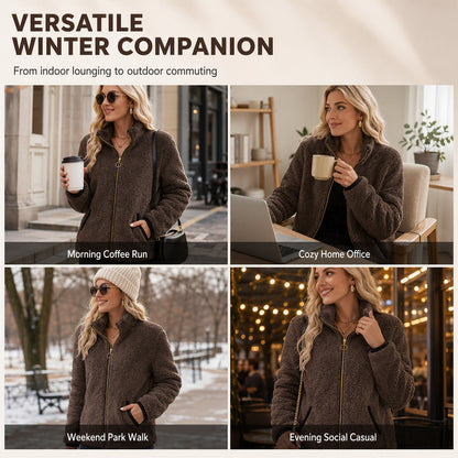 🧥 Soft Plush Zip-Up Cardigan – Cozy Full-Zip Layer for Effortless Cool-Weather Style