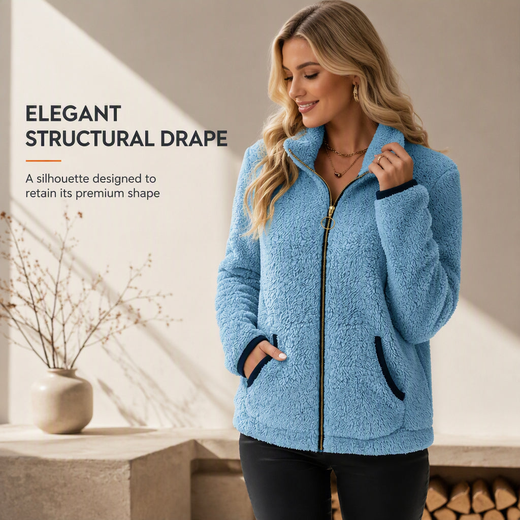 🧥 Soft Plush Zip-Up Cardigan – Cozy Full-Zip Layer for Effortless Cool-Weather Style