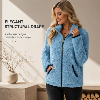 🧥 Soft Plush Zip-Up Cardigan – Cozy Full-Zip Layer for Effortless Cool-Weather Style