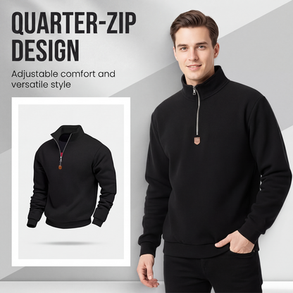 🍂 Men's Thermal Lined Stand-Up Collar Quarter-Zip Pullover