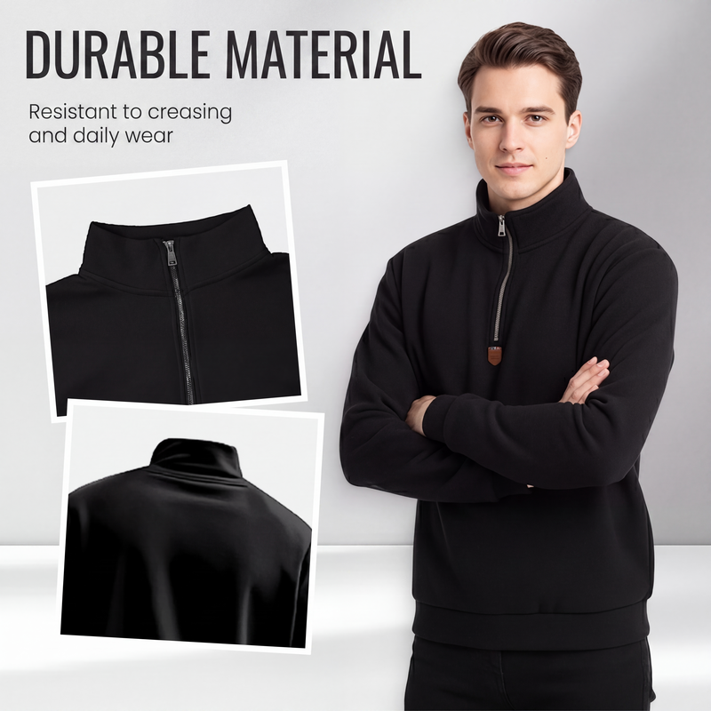 🍂 Men's Thermal Lined Stand-Up Collar Quarter-Zip Pullover