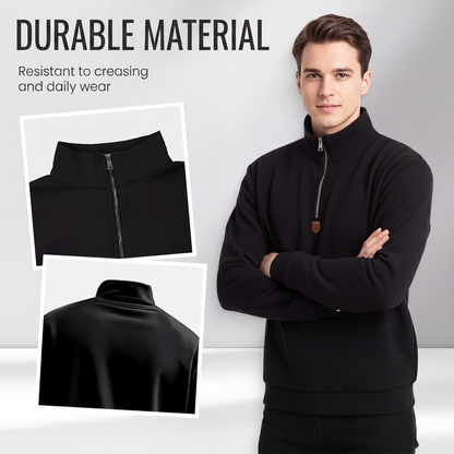 🍂 Men's Thermal Lined Stand-Up Collar Quarter-Zip Pullover