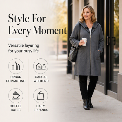🧥 Double-Zip Detail, Easy Mid-Length Coverage | Women's Hooded Jacket