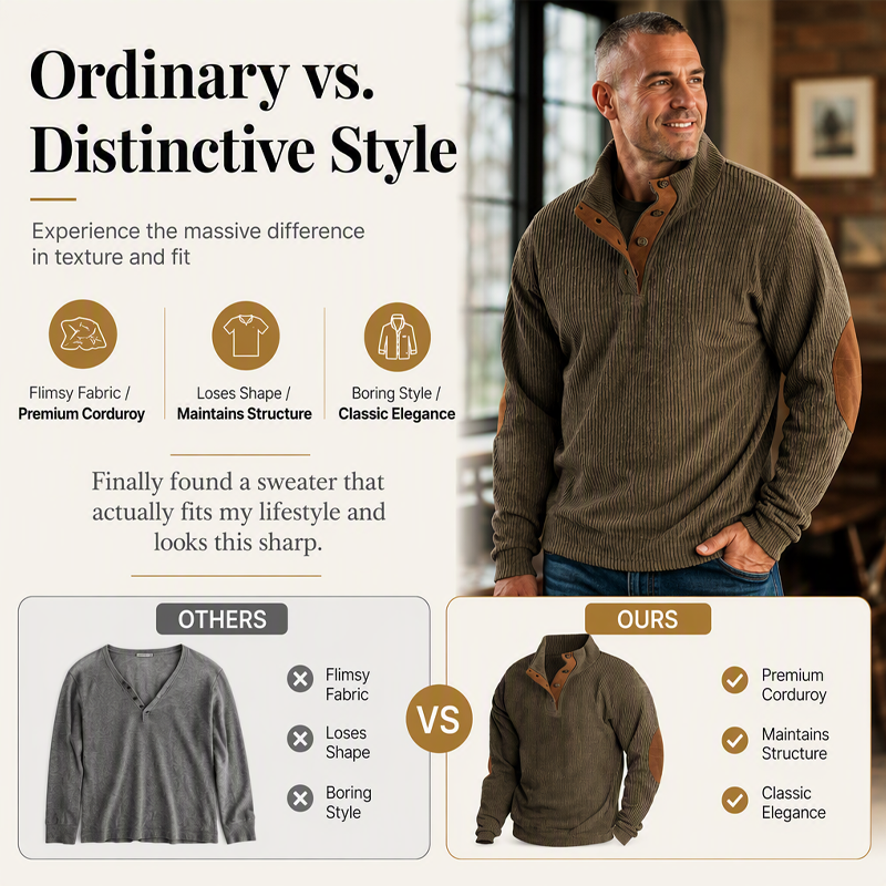 💥Men's Corduroy Stand Collar Sweatshirt