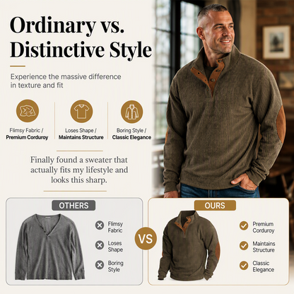 💥Men's Corduroy Stand Collar Sweatshirt
