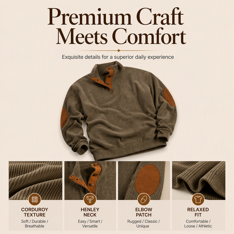 💥Men's Corduroy Stand Collar Sweatshirt