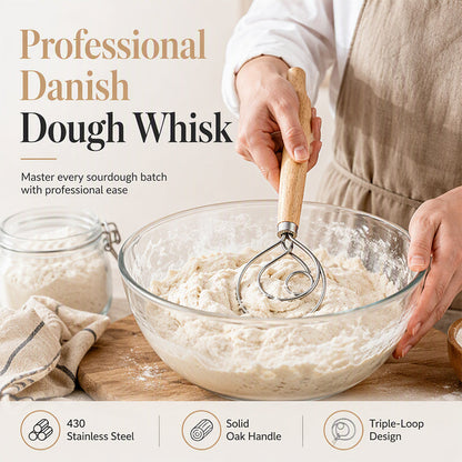 🥣Duńska trzepaczka do ciasta ze stali nierdzewnej🥄