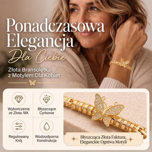 🦋Bransoletka z motylkowymi ogniwami pokryta 18-karatowym złotem✨