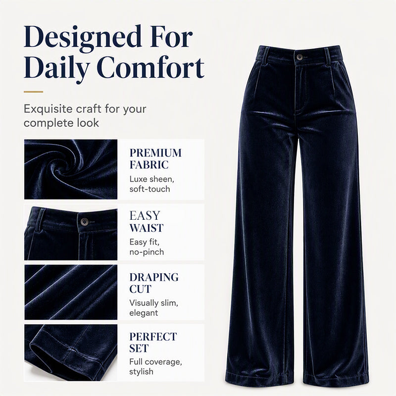 Women's Velvet High-Waist Wide-Leg Pants