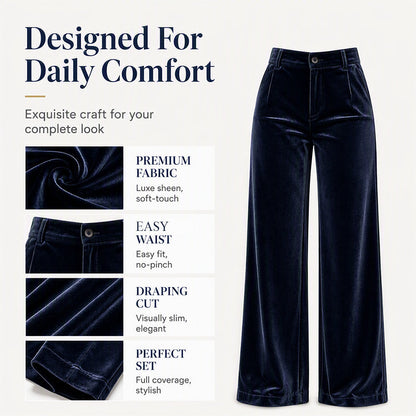 Women's Velvet High-Waist Wide-Leg Pants