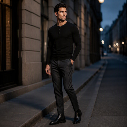 ✨Men's Casual Henley Neck Long Sleeve Shirt