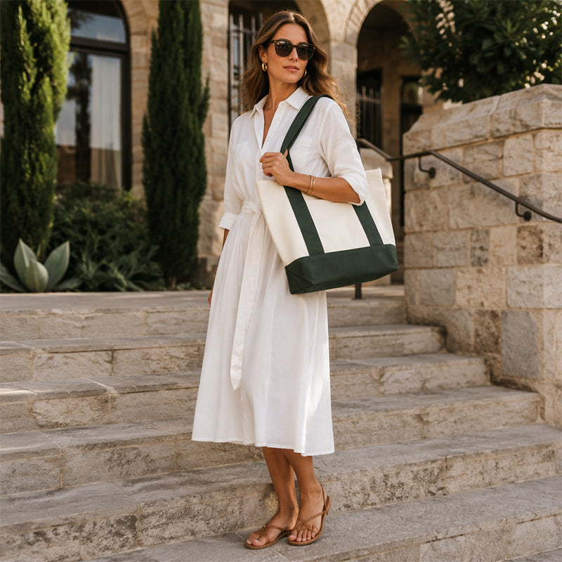 Large Capacity Color Block Canvas Bag