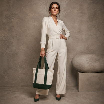 Large Capacity Color Block Canvas Bag
