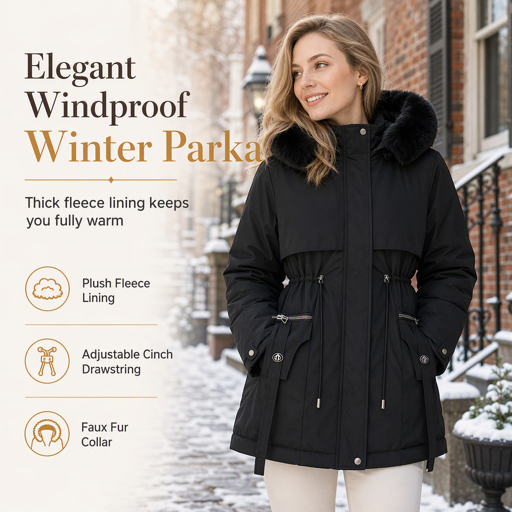 🌸Hot Sale 70% OFF❄️Women's Winter Faux Fur Padded Parka - Cozy Fleece Lined Winter Jacket