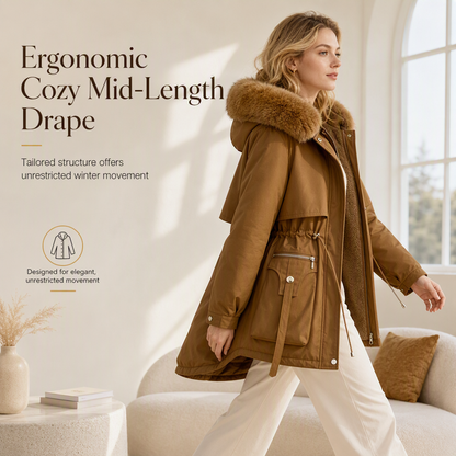 🌸Hot Sale 70% OFF❄️Women's Winter Faux Fur Padded Parka - Cozy Fleece Lined Winter Jacket