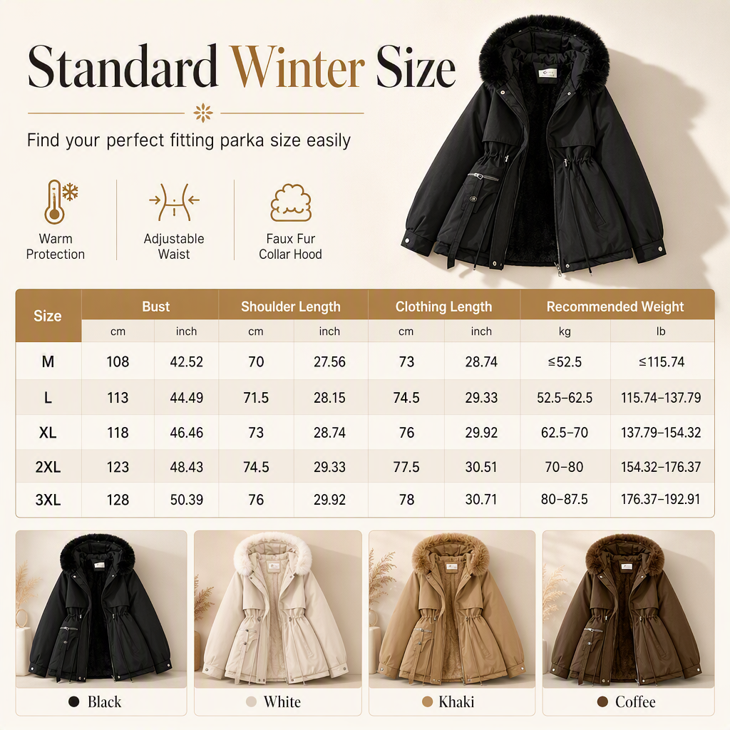 🌸Hot Sale 70% OFF❄️Women's Winter Faux Fur Padded Parka - Cozy Fleece Lined Winter Jacket