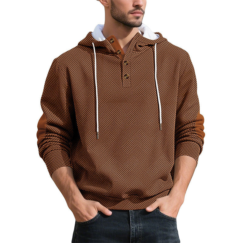 Men's Casual Jacquard Hooded Sweatshirt