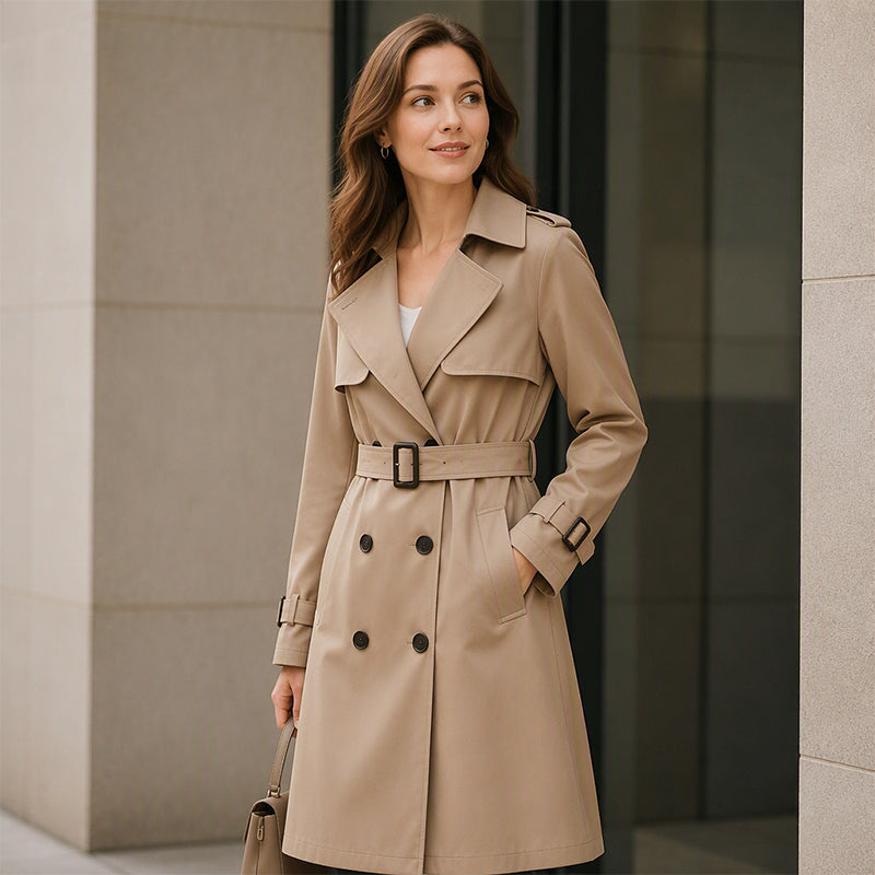 ✨Women's Mid-Length Pleated Trench Coat