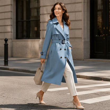 ✨Women's Mid-Length Pleated Trench Coat