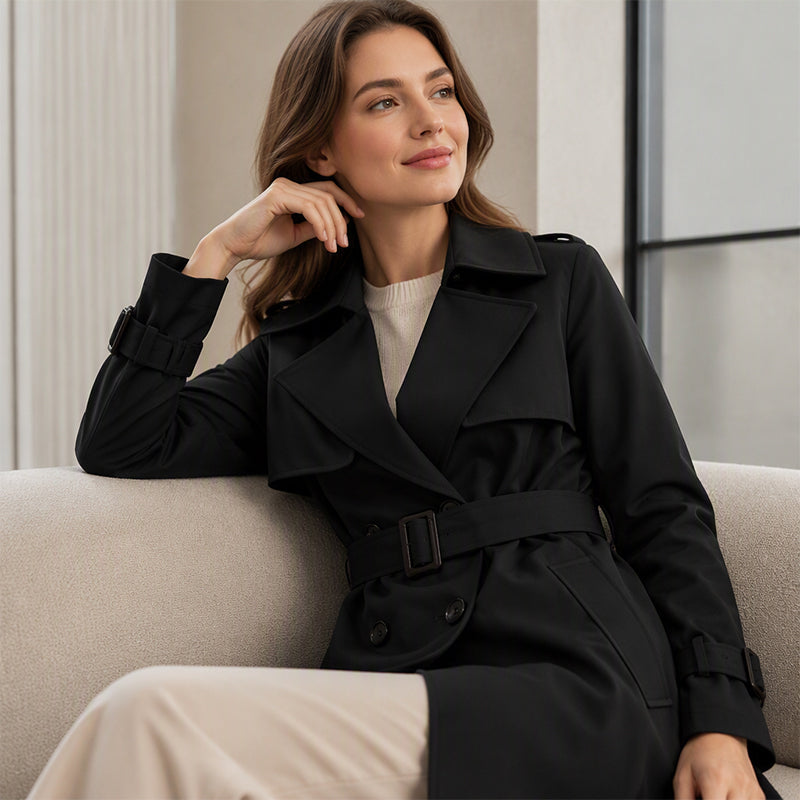 ✨Women's Mid-Length Pleated Trench Coat