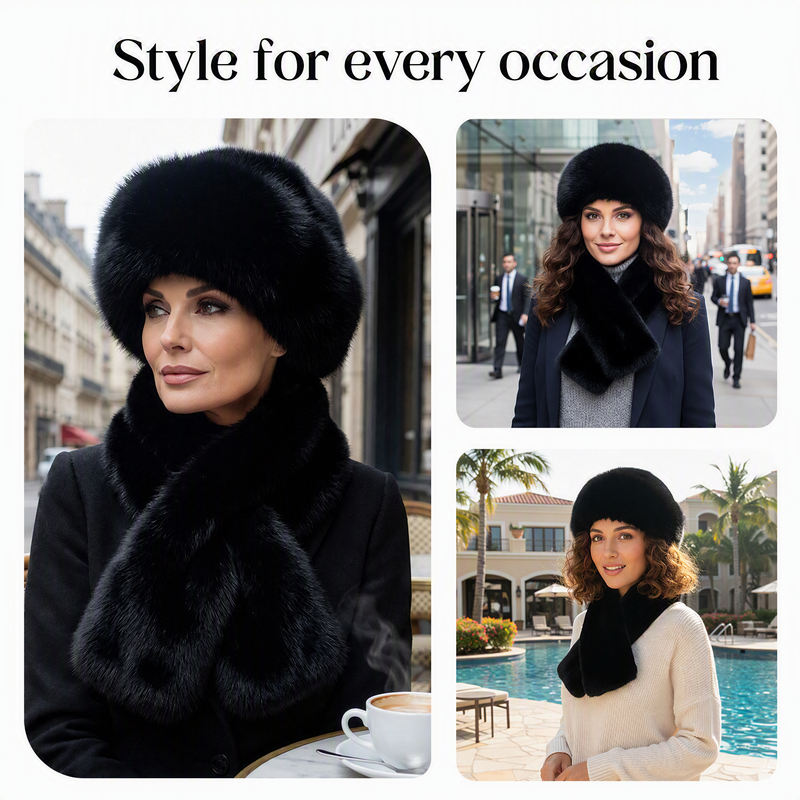 🧣 Winter Plush Thickened Scarf and Hat Warm Set