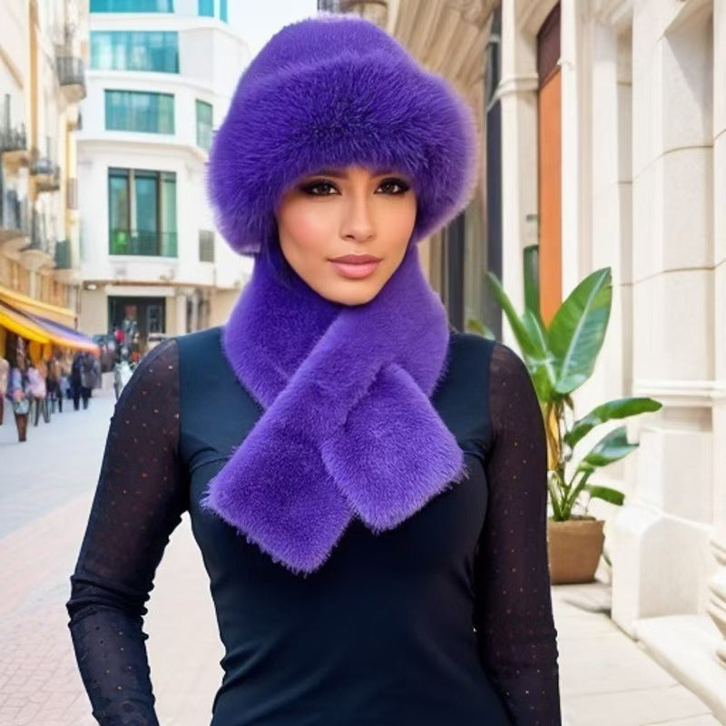 🧣 Winter Plush Thickened Scarf and Hat Warm Set