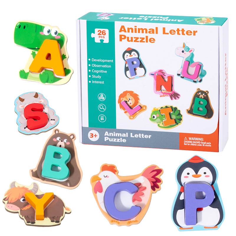 🧸 LIMITED-TIME 50% OFF! ✨ 26-Piece Wooden Letter & Animal Matching Toy – Safe, Educational, Toddler Learning 📖