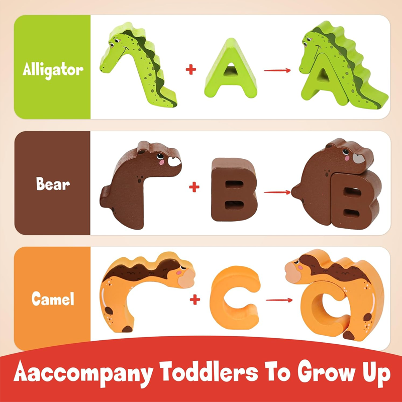 🧸 LIMITED-TIME 50% OFF! ✨ 26-Piece Wooden Letter & Animal Matching Toy – Safe, Educational, Toddler Learning 📖