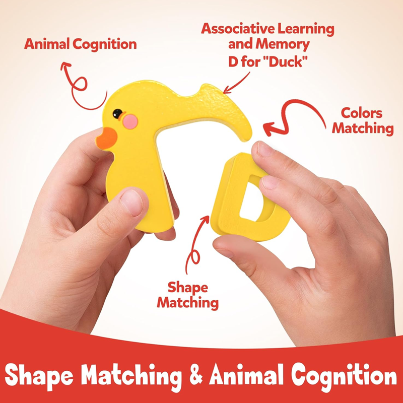 🧸 LIMITED-TIME 50% OFF! ✨ 26-Piece Wooden Letter & Animal Matching Toy – Safe, Educational, Toddler Learning 📖