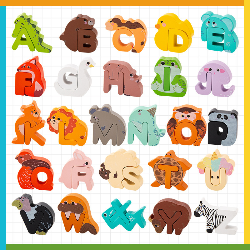 🧸 LIMITED-TIME 50% OFF! ✨ 26-Piece Wooden Letter & Animal Matching Toy – Safe, Educational, Toddler Learning 📖