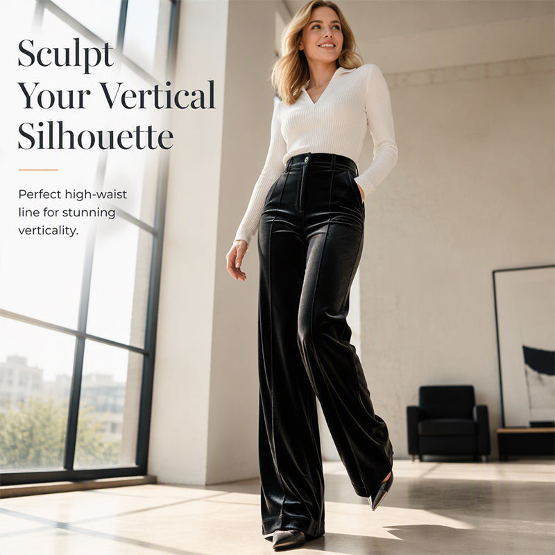 Women’s High-Waist Drapey Wide-Leg Pants with Side Pockets