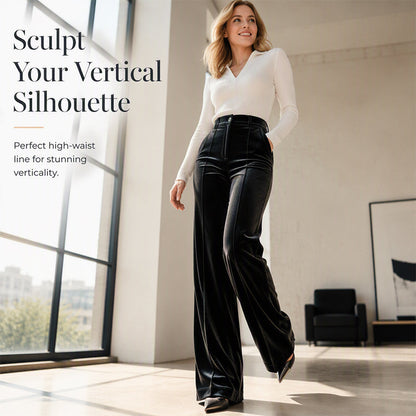 Women’s High-Waist Drapey Wide-Leg Pants with Side Pockets