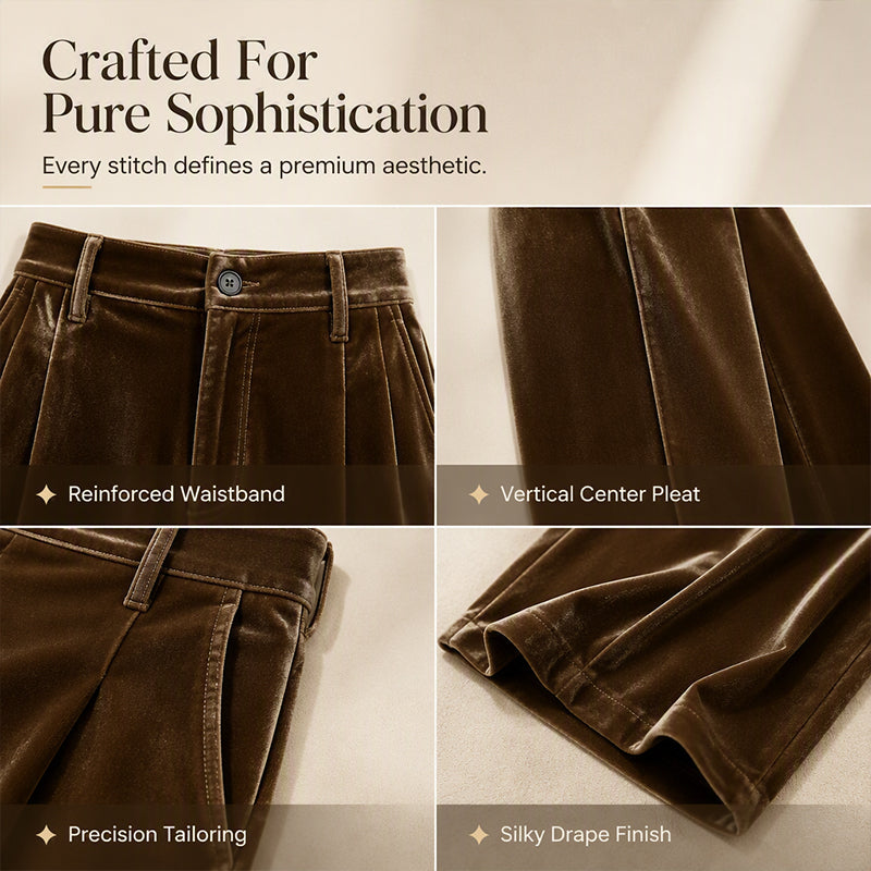 Women’s High-Waist Drapey Wide-Leg Pants with Side Pockets