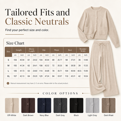 🧶 Women's Casual 2 Piece Knitted Cardigan Sweater and Wide Leg Pants Set