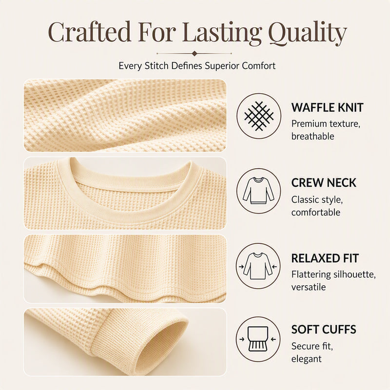 🔥Women's Loose-Fit Waffle-Knit Sweatshirt