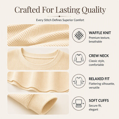 🔥Women's Loose-Fit Waffle-Knit Sweatshirt