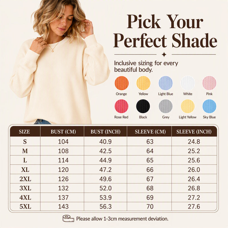 🔥Women's Loose-Fit Waffle-Knit Sweatshirt