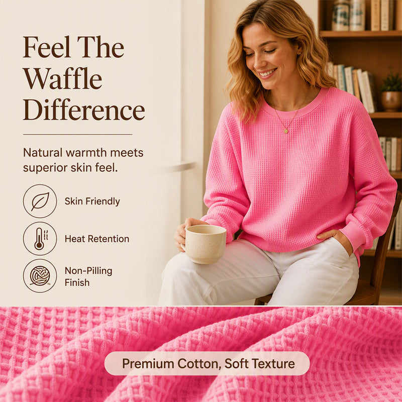 🔥Women's Loose-Fit Waffle-Knit Sweatshirt