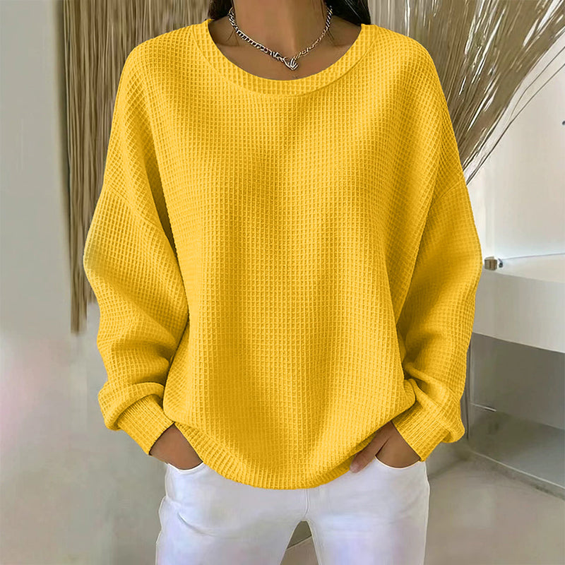 🔥Women's Loose-Fit Waffle-Knit Sweatshirt