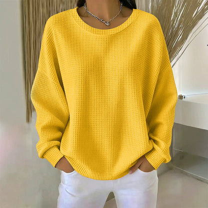 🔥Women's Loose-Fit Waffle-Knit Sweatshirt
