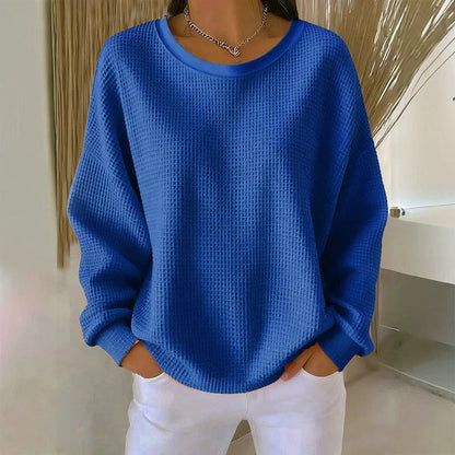 🔥Women's Loose-Fit Waffle-Knit Sweatshirt