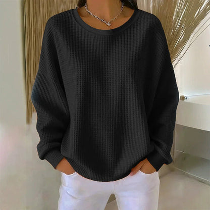 🔥Women's Loose-Fit Waffle-Knit Sweatshirt