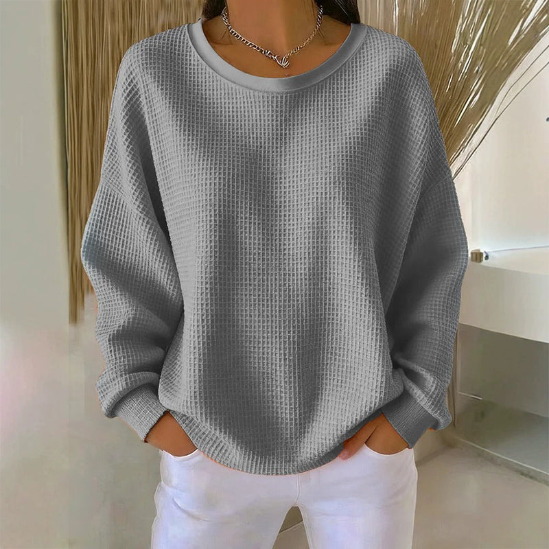 🔥Women's Loose-Fit Waffle-Knit Sweatshirt