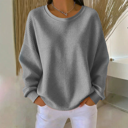 🔥Women's Loose-Fit Waffle-Knit Sweatshirt